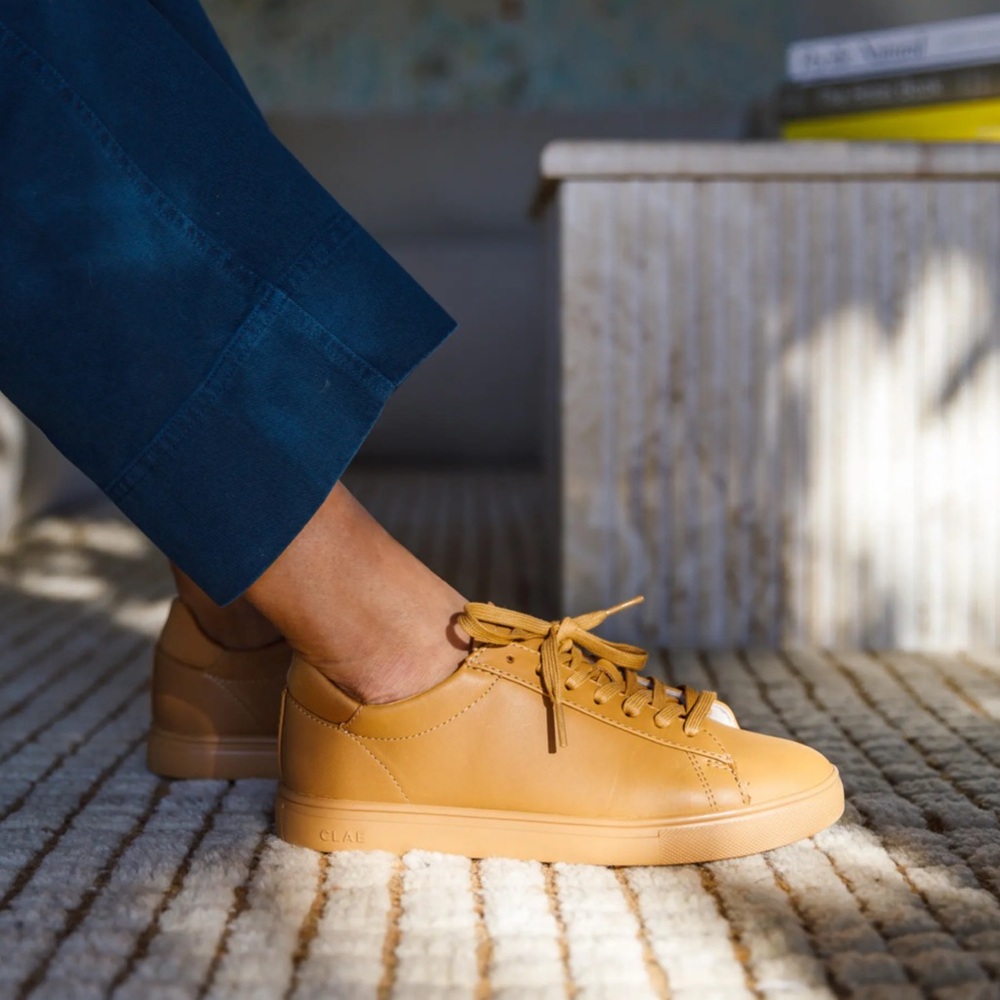 Clae Men's Mustard Leather Sneakers 9.5